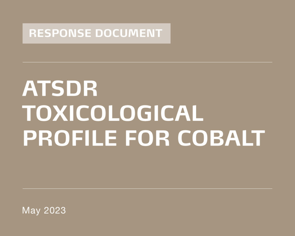 Cobalt Institute: Response Document to ATSDR Toxicological Profile for Cobalt